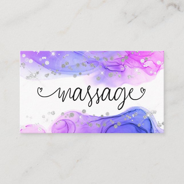 ** Massage Therapist Therapy Hearts Glitter Business Card (Front)