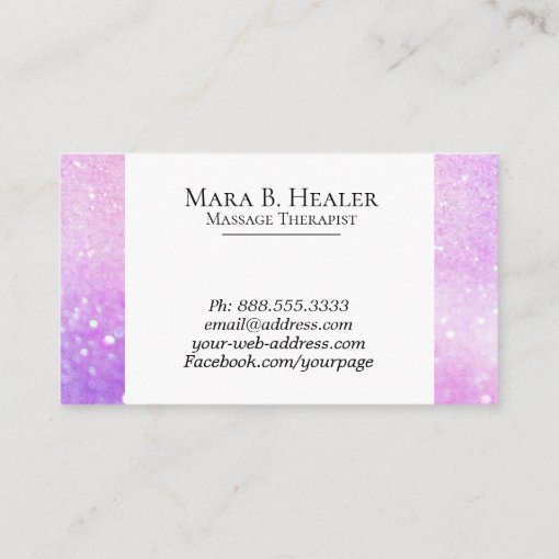 Massage Therapist Trendy Pastel Glitter Business Card Zazzle 1332