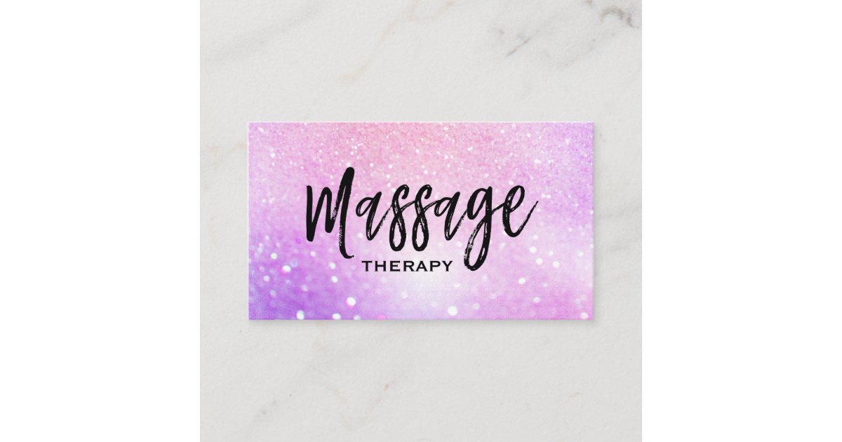 Massage Therapist Trendy Pastel Glitter Business Card Zazzle 6529
