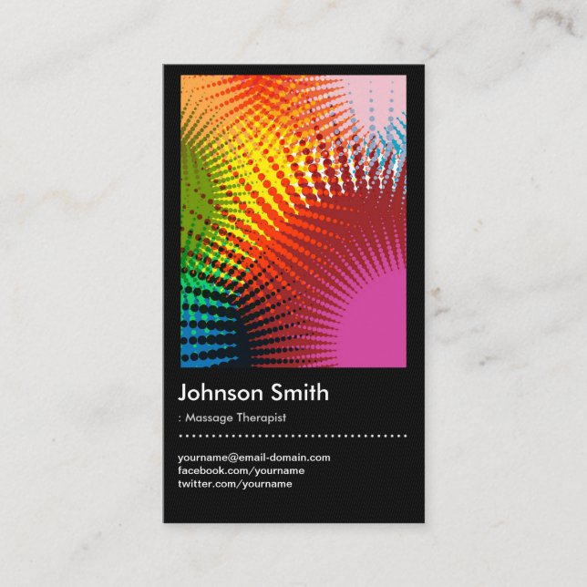 Massage Therapist - Trendy Rainbow Colors Business Card (Front)