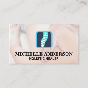 Massage Therapist Working Back Spine Logo Busine Business Card