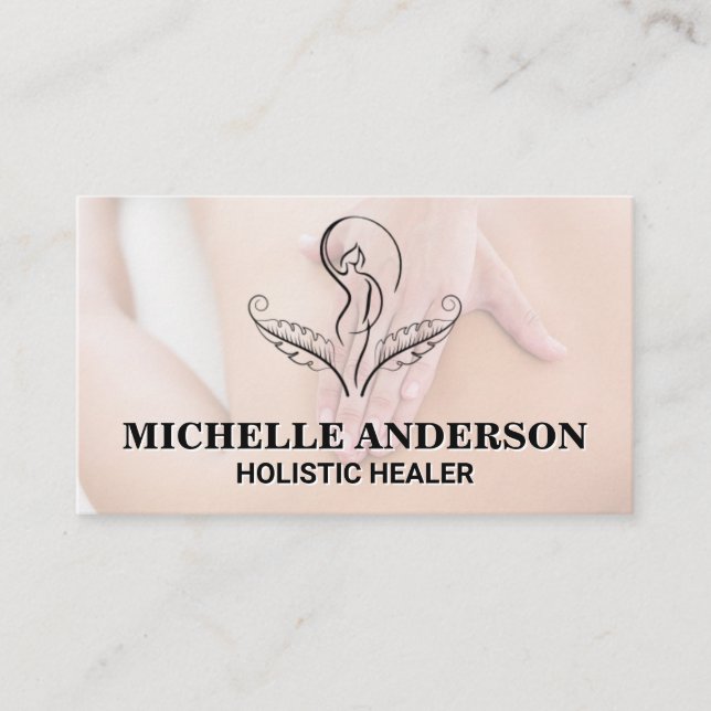 Massage Therapist Working | Spa Logo Business Card (Front)