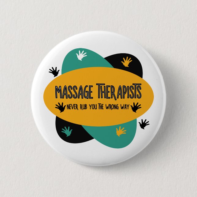 Massage Therapists Hands Rub Colorful Button (Front)
