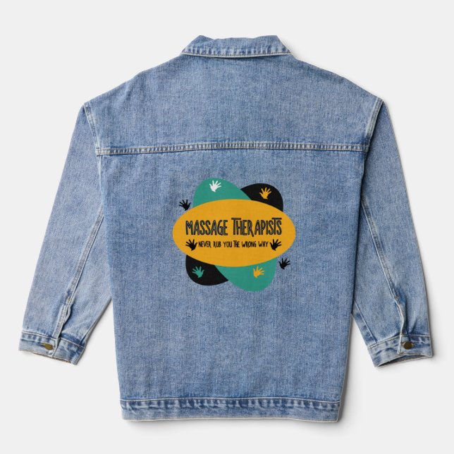 Massage Therapists Hands Rub Colorful  Denim Jacket (Back)