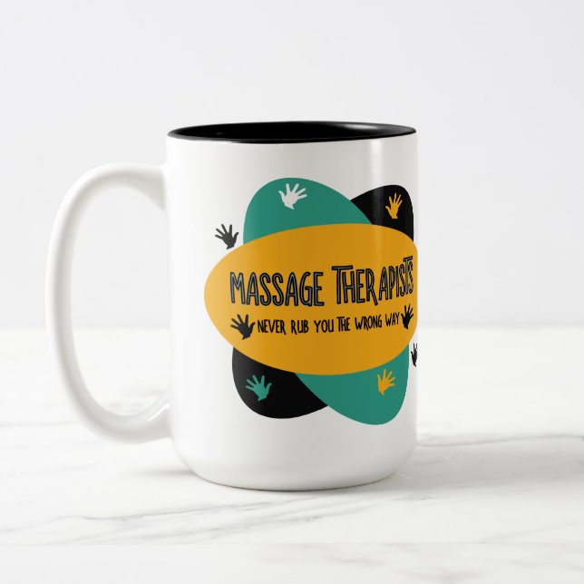 Massage Therapists Hands Rub Colorful Two-Tone Coffee Mug (Left)