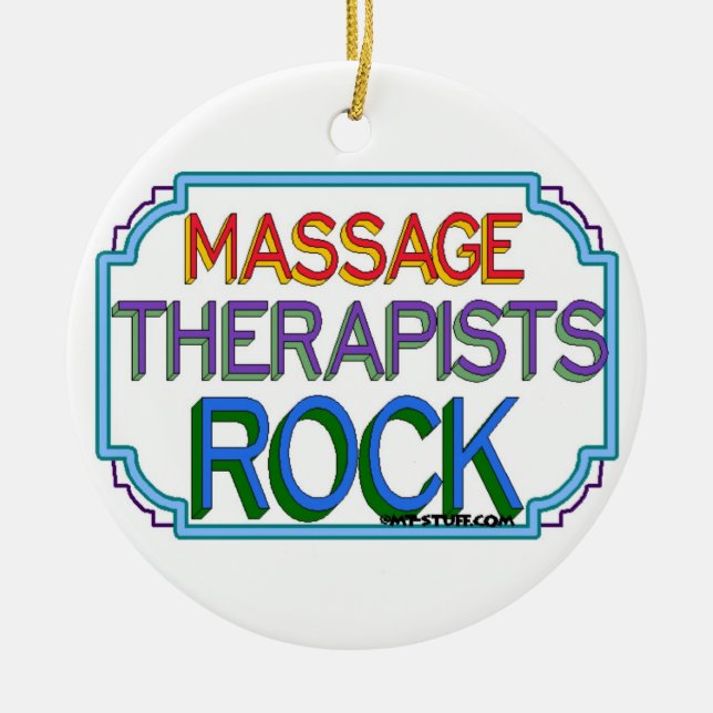 Massage Therapists Rock Ceramic Ornament (Front)