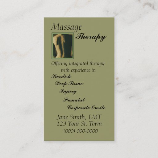 Customizable Massage Therapy Business Card