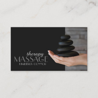 Massage Therapy Black Healing Stones Business Card