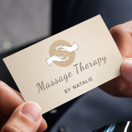 Massage Therapy Boho Elegant Script Healing Hands Business Card