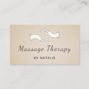 Massage Therapy Boho Script Modern Healing Hands Business Card