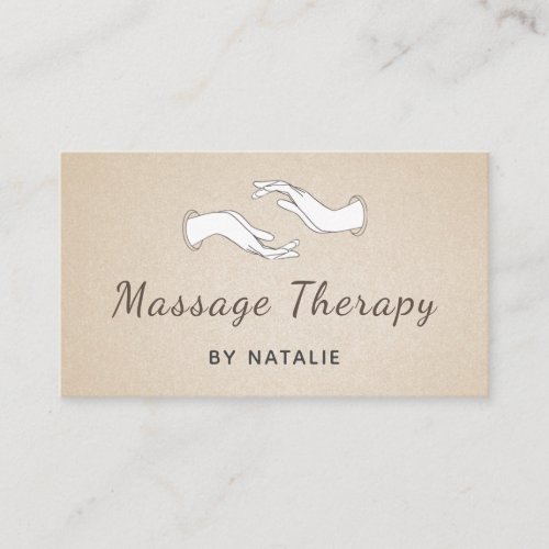 Massage Therapy Boho Script Modern Healing Hands  Business Card