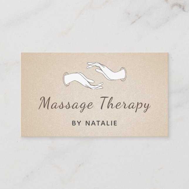 Massage Therapy Boho Script Modern Healing Hands  Business Card (Front)