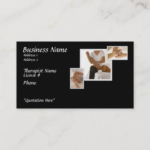 Massage Therapy Business Card, black background