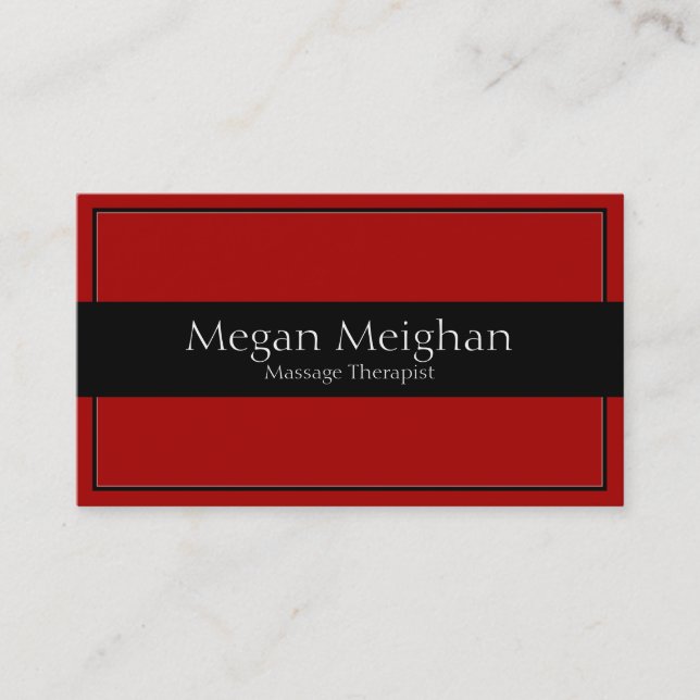 Massage Therapy Business Card - Red Black White (Front)