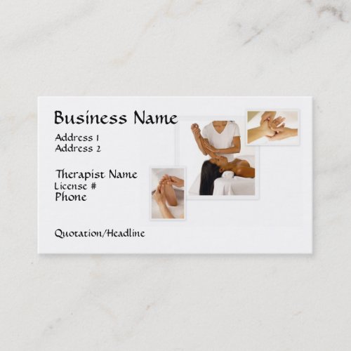 Massage Therapy Business Card, white background