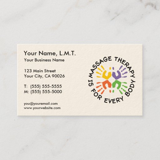Customizable Massage Therapy Business Cards