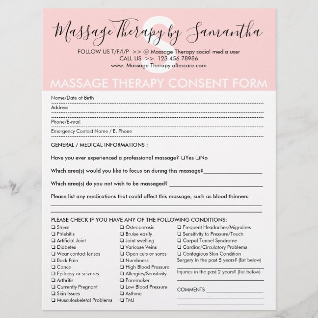 Massage Therapy Consent Budget Form Flyer