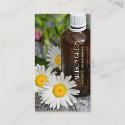 Massage Therapy Daisy Essential Oil Aromatherapy Business Card