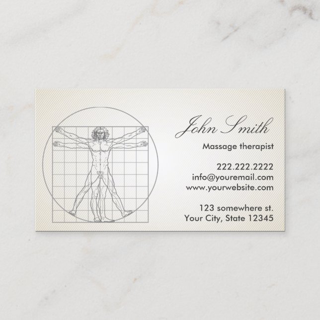 Massage Therapy Davinci Human Body Business Card (Front)