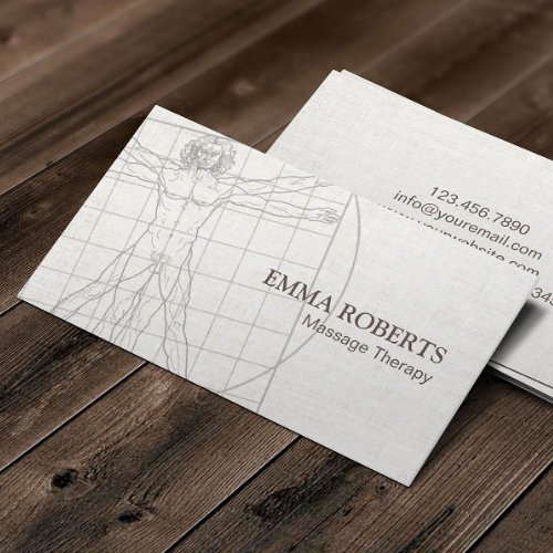 Massage Therapy Elegant Linen Professional Business Card