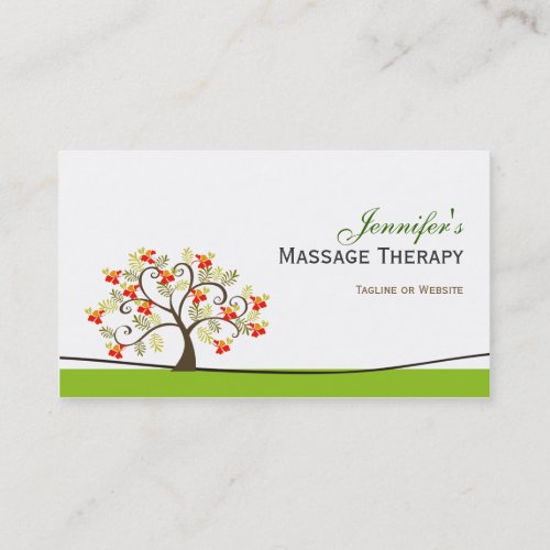 Massage Therapy _ Elegant Swirl Wish Tree Symbol Business Card