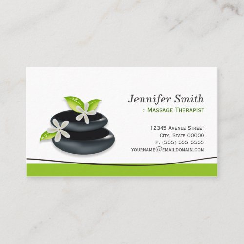 Massage Therapy _ Elegant Zen Stones Logo Business Card