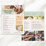 Massage Therapy Flyer Template<br><div class="desc">Promote your wellness business with this professionally designed Massage Therapy Flyer Template, featuring warm, inviting colours and a clean, modern layout ideal for massage therapists, spas, and wellness clinics. This fully editable flyer allows you to easily customize photos, colours, and text to showcase your massage therapy services, pricing, business description,...</div>