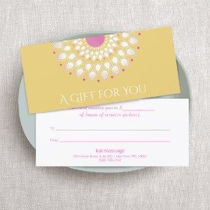  Massage Therapy Gift Certificate Lotus Flower 