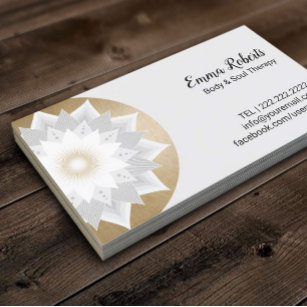 Massage Therapy Gold Lotus Flower Logo Elegant Business Card