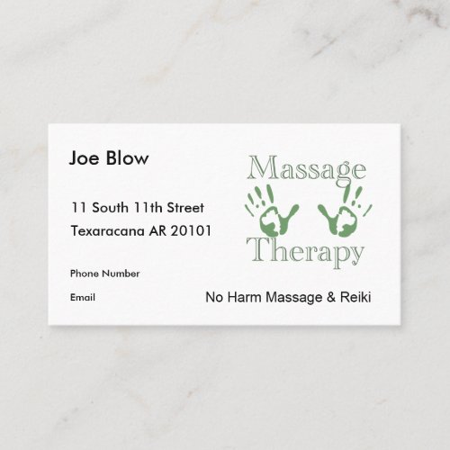 Massage therapy hand prints business card template