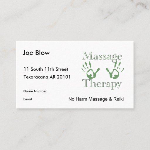 Customizable Massage therapy hand prints business card template