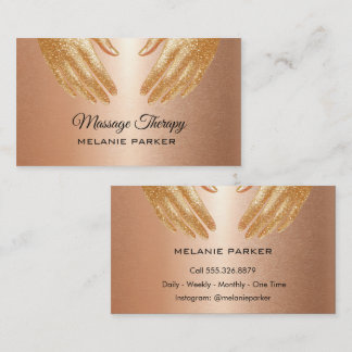 Massage Therapy Hands Rose Gold Business Card