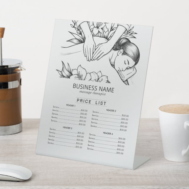 Massage Therapy Healing Hand Energy Spa Price List Pedestal Sign (In SItu)