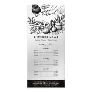 Massage Therapy Healing Hand Energy Spa Price List Rack Card
