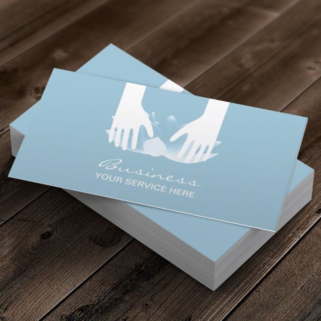 Massage Therapy Healing Hands & Blue Lotus Flower Business Card (Creator Uploaded)
