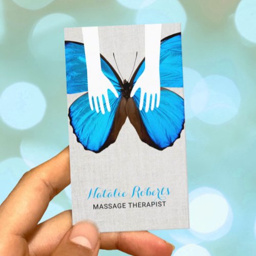 Massage Therapy Healing Hands  Butterfly Spa Business Card