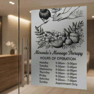 Massage Therapy Healing Hands Energy Opening Hours Window Cling