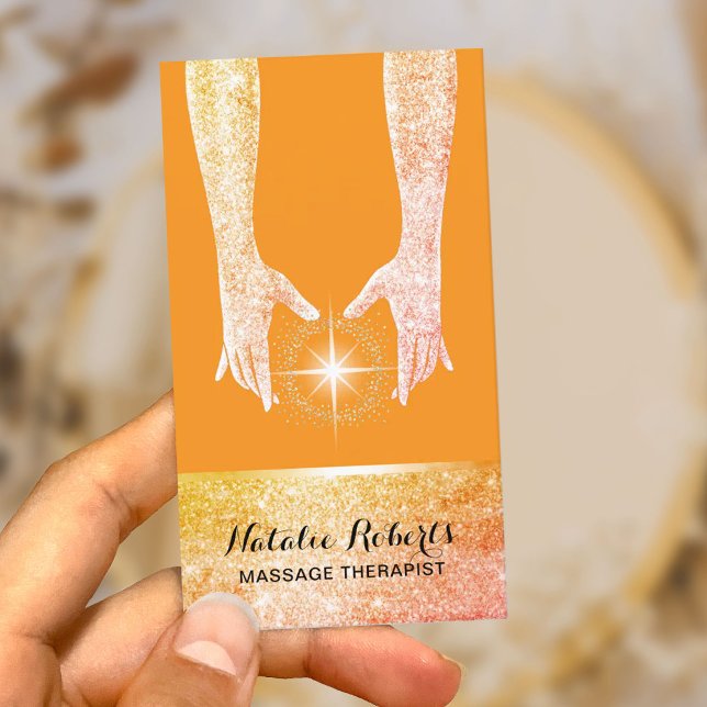 Massage Therapy Healing Hands Energy Spa  Business Card (Creator Uploaded)