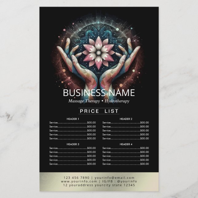 Massage Therapy Healing Hands Energy Spa Price Lis Flyer (Front)