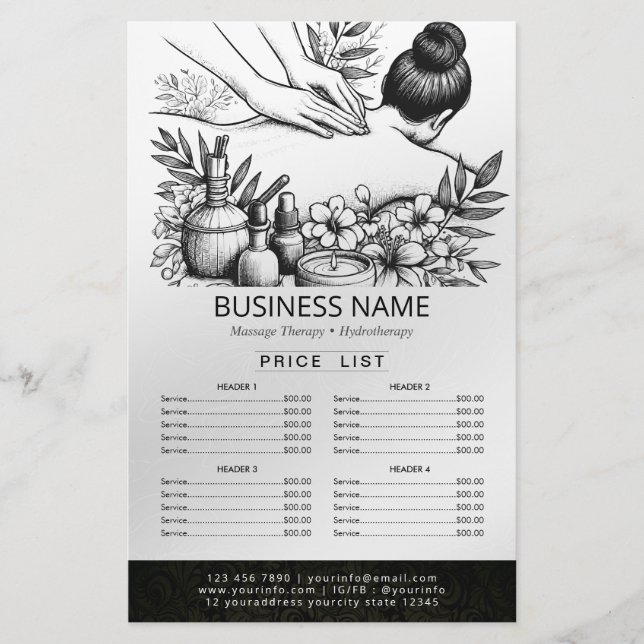 Massage Therapy Healing Hands Energy Spa Price Lis Flyer (Front)