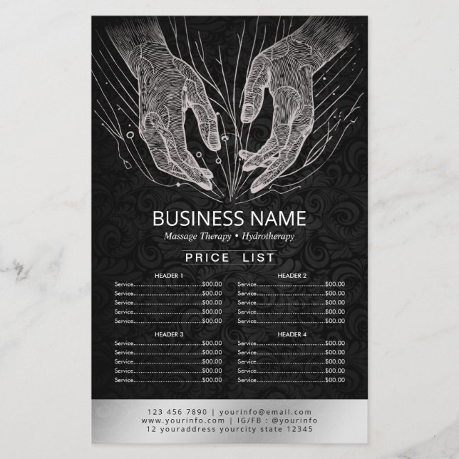 Massage Therapy Healing Hands Energy Spa Price Lis Flyer (Front)