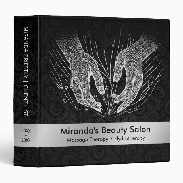 Massage Therapy Healing Hands Energy Spa Wellness 3 Ring Binder (Front/Spine)