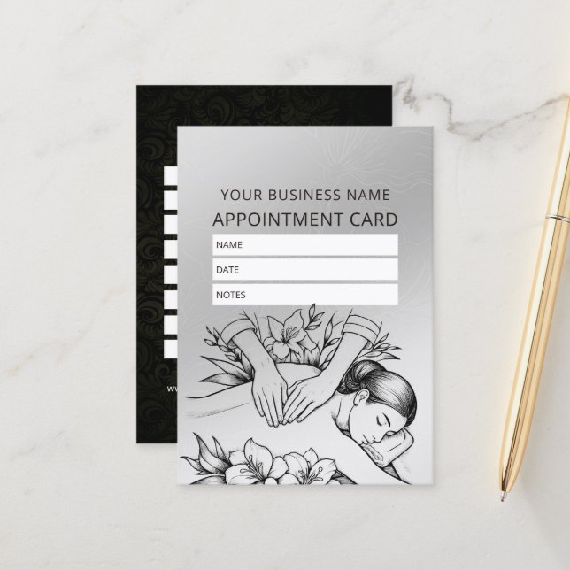 Massage Therapy Healing Hands Energy Spa Wellness Appointment Card (Front/Back In Situ)