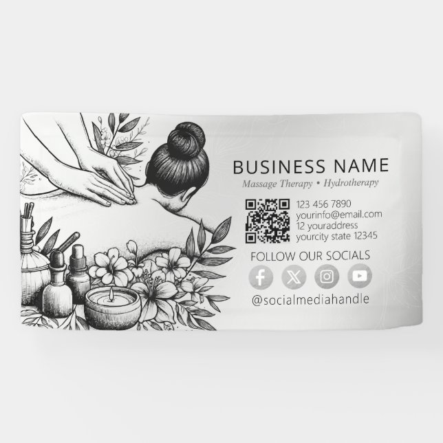 Massage Therapy Healing Hands Energy Spa Wellness Banner (Horizontal)