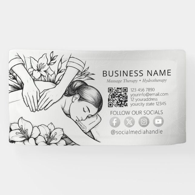 Massage Therapy Healing Hands Energy Spa Wellness Banner (Horizontal)