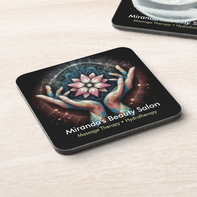 Massage Therapy Healing Hands Energy Spa Wellness Beverage Coaster (Left Side)