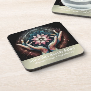 Massage Therapy Healing Hands Energy Spa Wellness Beverage Coaster