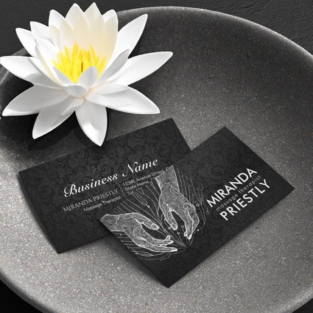 Massage Therapy Healing Hands Energy Spa Wellness Business Card (Creator Uploaded)
