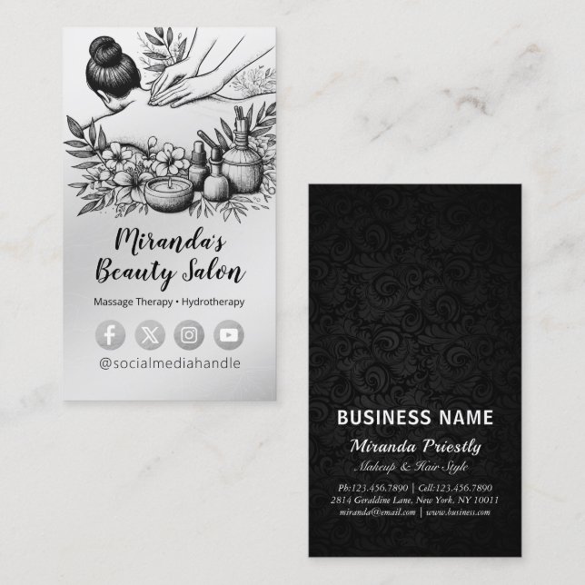 Massage Therapy Healing Hands Energy Spa Wellness Business Card (Front/Back)