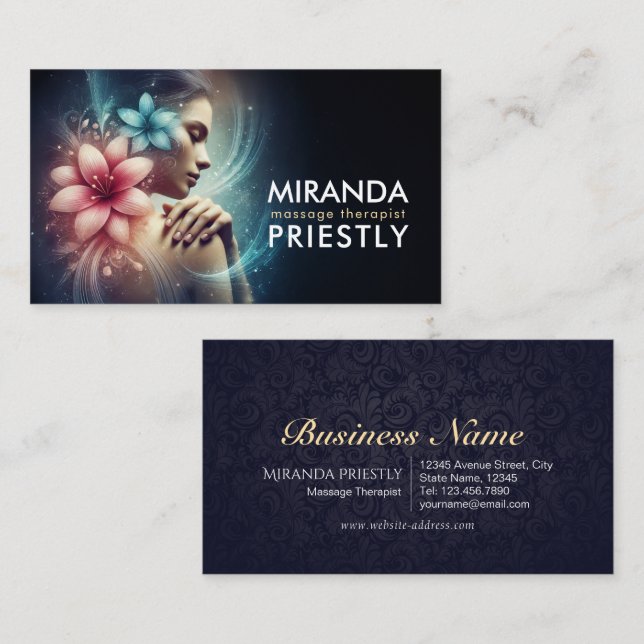 Massage Therapy Healing Hands Energy Spa Wellness Business Card (Front/Back)